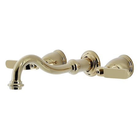 Kingston Brass KS3022KL Two-Handle Wall Mount Tub Faucet, Polished Brass KS3022KL